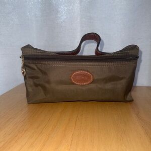 Longchamp Tan Nylon Cosmetic Bag – Leather Handle